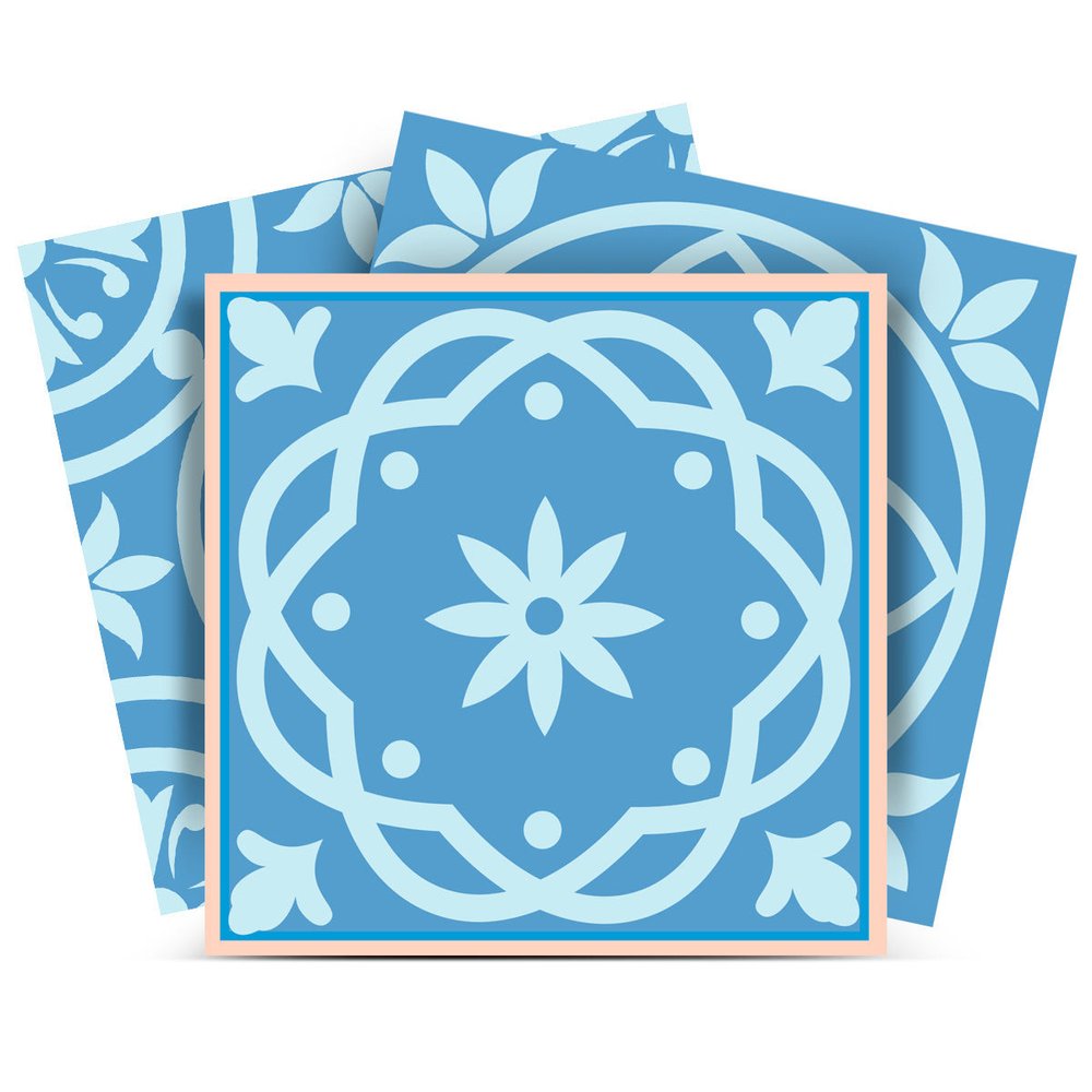 7" x 7" Light Blue Vinyl Peel And Stick Removable Tiles HomeRoots