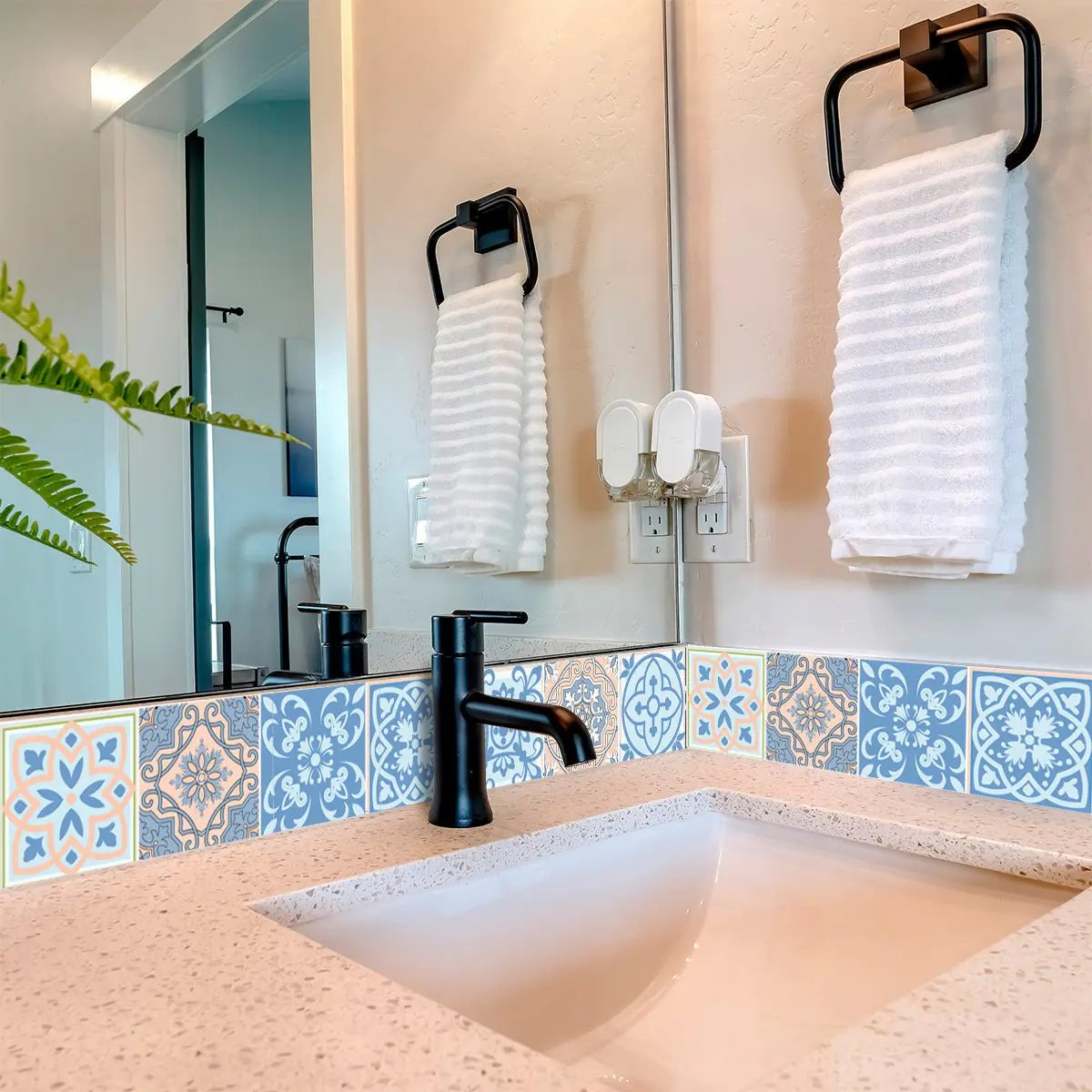 7" X 7" Ocean Blue Mosaic Peel And Stick Removable Tiles HomeRoots