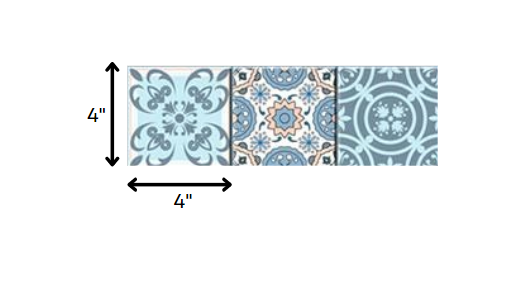 6" X 6" Baby Blue And Peach Mosaic Peel And Stick Removable Tiles HomeRoots