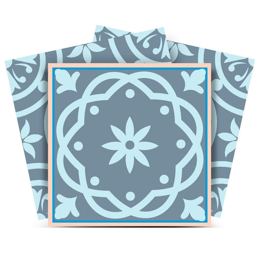 7" x 7" Blue Vinyl Peel And Stick Removable Tiles HomeRoots