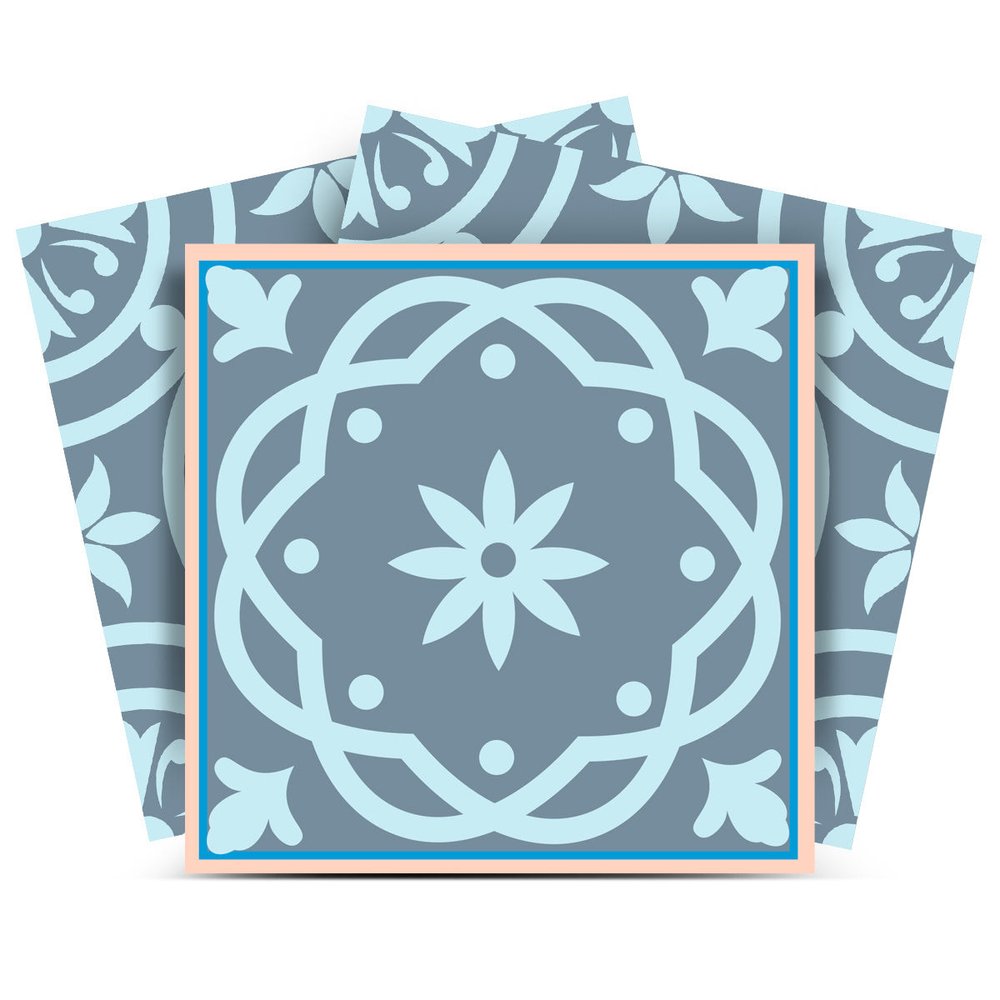7" x 7" Blue Vinyl Peel And Stick Removable Tiles HomeRoots