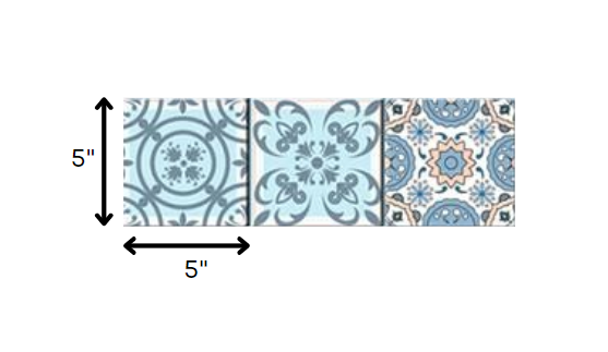 6" X 6" Baby Blue And Peach Mosaic Peel And Stick Removable Tiles HomeRoots