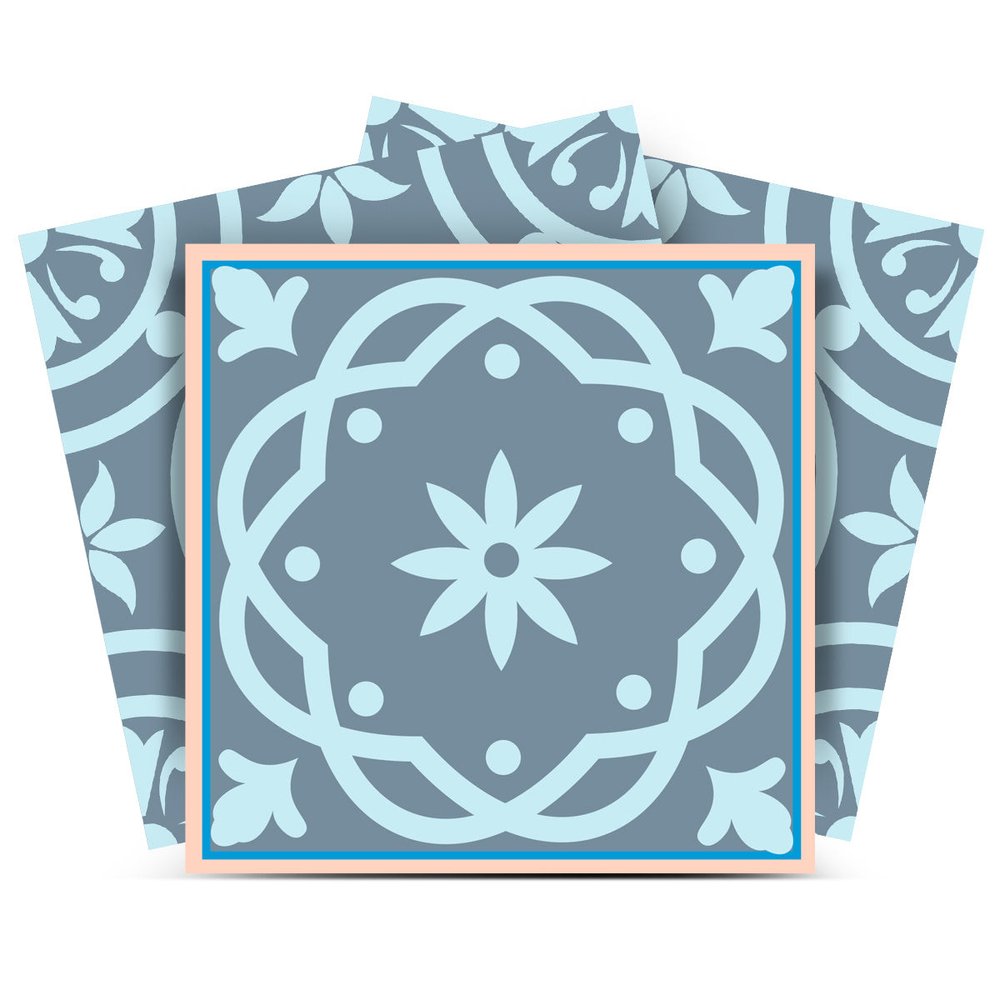 7" x 7" Blue Vinyl Peel And Stick Removable Tiles HomeRoots