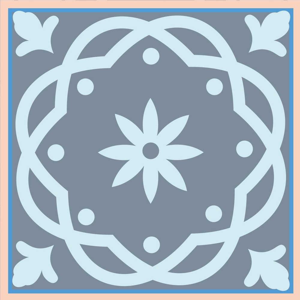 6" X 6" Baby Blue And Peach Mosaic Peel And Stick Removable Tiles HomeRoots