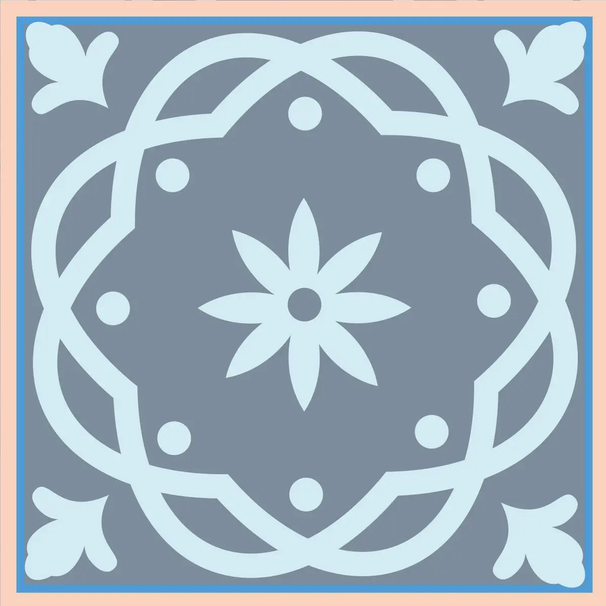 6" X 6" Baby Blue And Peach Mosaic Peel And Stick Removable Tiles HomeRoots