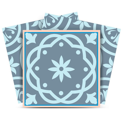 6" X 6" Baby Blue And Peach Mosaic Peel And Stick Removable Tiles HomeRoots