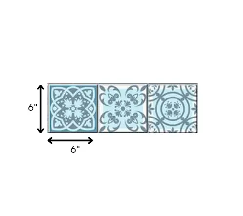 6" X 6" Baby Blue And Peach Mosaic Peel And Stick Removable Tiles HomeRoots