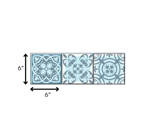 6" X 6" Baby Blue And Peach Mosaic Peel And Stick Removable Tiles HomeRoots