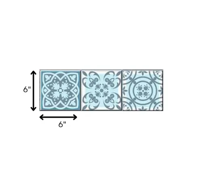 6" X 6" Baby Blue And Peach Mosaic Peel And Stick Removable Tiles HomeRoots