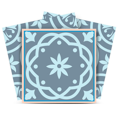 6" X 6" Baby Blue And Peach Mosaic Peel And Stick Removable Tiles HomeRoots