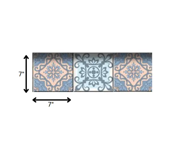 6" X 6" Baby Blue And Peach Mosaic Peel And Stick Removable Tiles HomeRoots