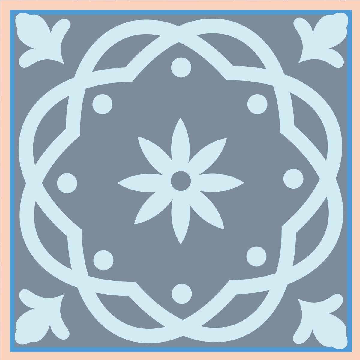 6" X 6" Baby Blue And Peach Mosaic Peel And Stick Removable Tiles HomeRoots