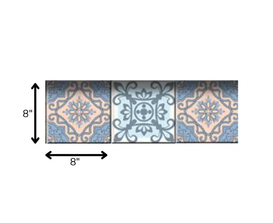 6" X 6" Baby Blue And Peach Mosaic Peel And Stick Removable Tiles HomeRoots