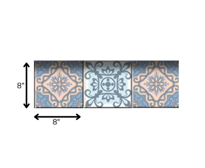 6" X 6" Baby Blue And Peach Mosaic Peel And Stick Removable Tiles HomeRoots