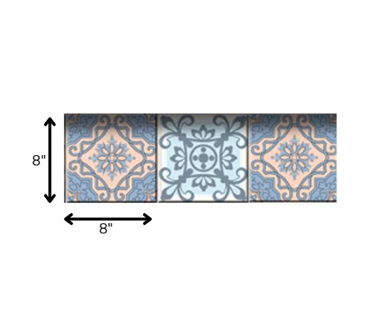 6" X 6" Baby Blue And Peach Mosaic Peel And Stick Removable Tiles HomeRoots