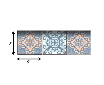 6" X 6" Baby Blue And Peach Mosaic Peel And Stick Removable Tiles HomeRoots