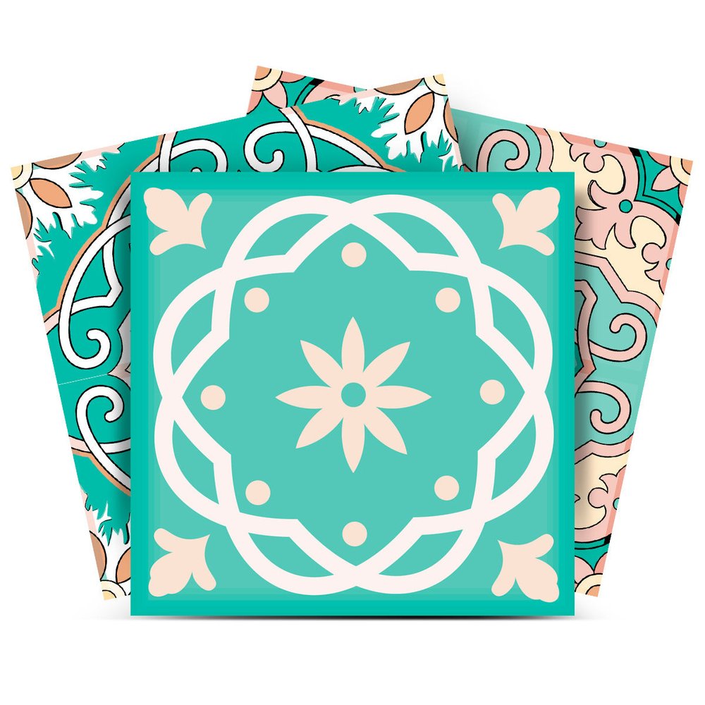 4" X 4" Aquamarine Mosaic Peel And Stick Removable Tiles HomeRoots