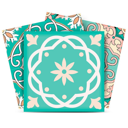 4" X 4" Aquamarine Mosaic Peel And Stick Removable Tiles HomeRoots