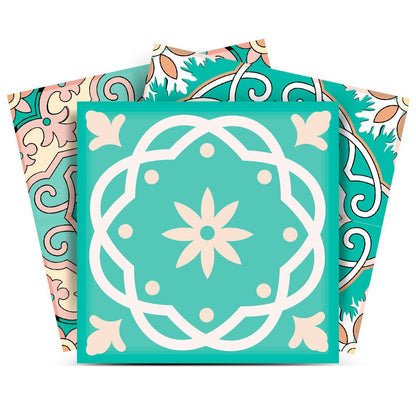 4" X 4" Aquamarine Mosaic Peel And Stick Removable Tiles HomeRoots