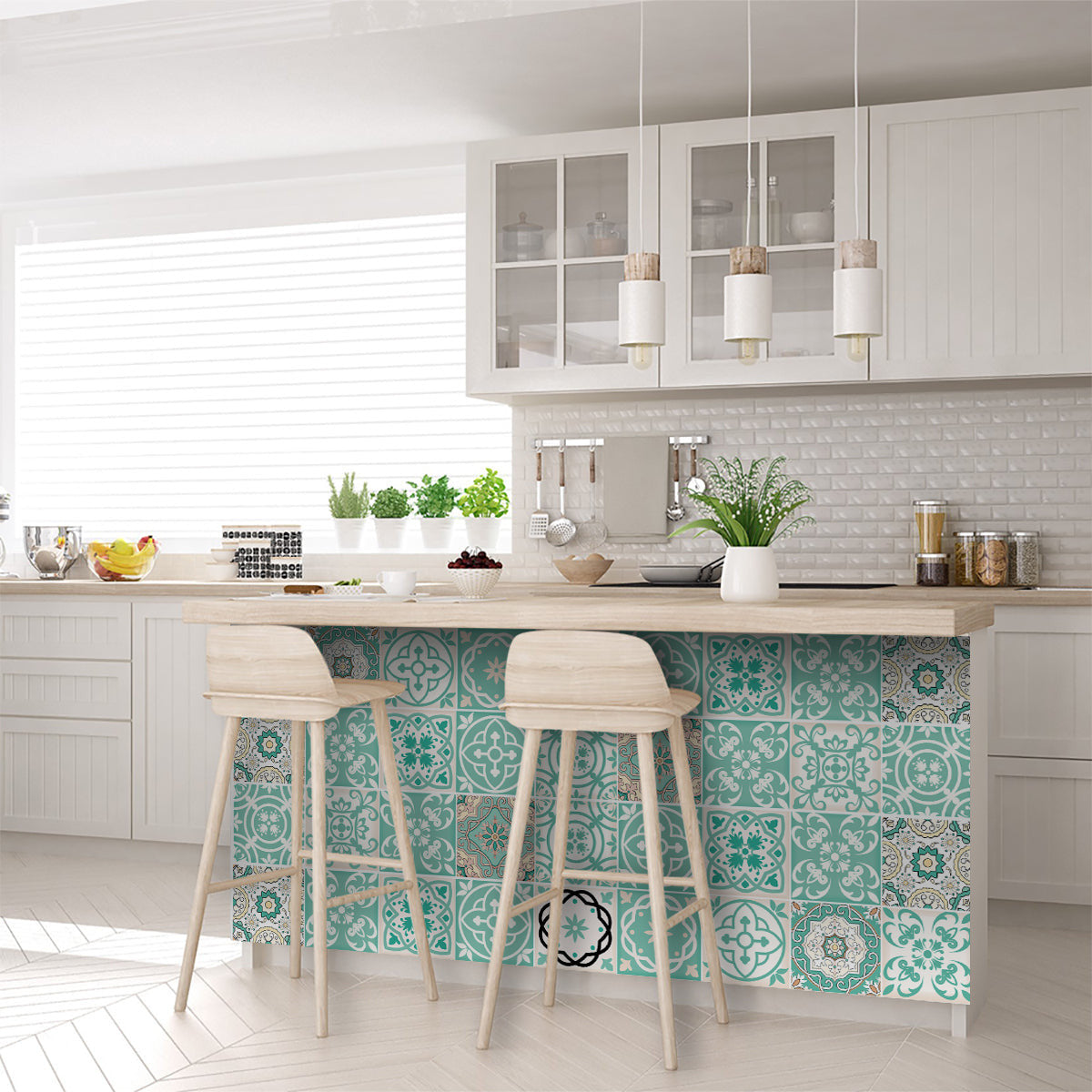 4" X 4" Aquamarine Mosaic Peel And Stick Removable Tiles HomeRoots