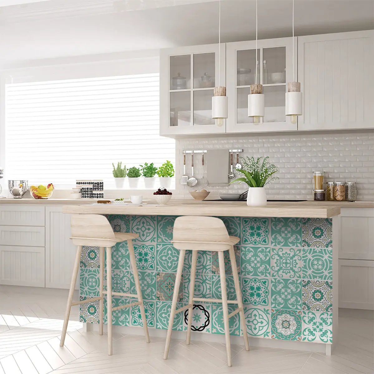 4" X 4" Aquamarine Mosaic Peel And Stick Removable Tiles HomeRoots