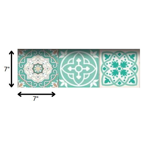 4" X 4" Aquamarine Mosaic Peel And Stick Removable Tiles