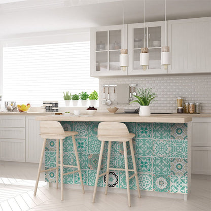 4" X 4" Aquamarine Mosaic Peel And Stick Removable Tiles HomeRoots