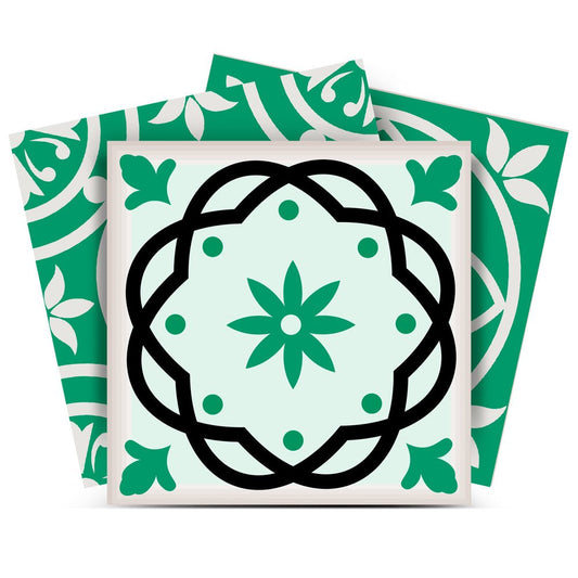 7" x 7" Green And White Vinyl Peel And Stick Removable Tiles HomeRoots