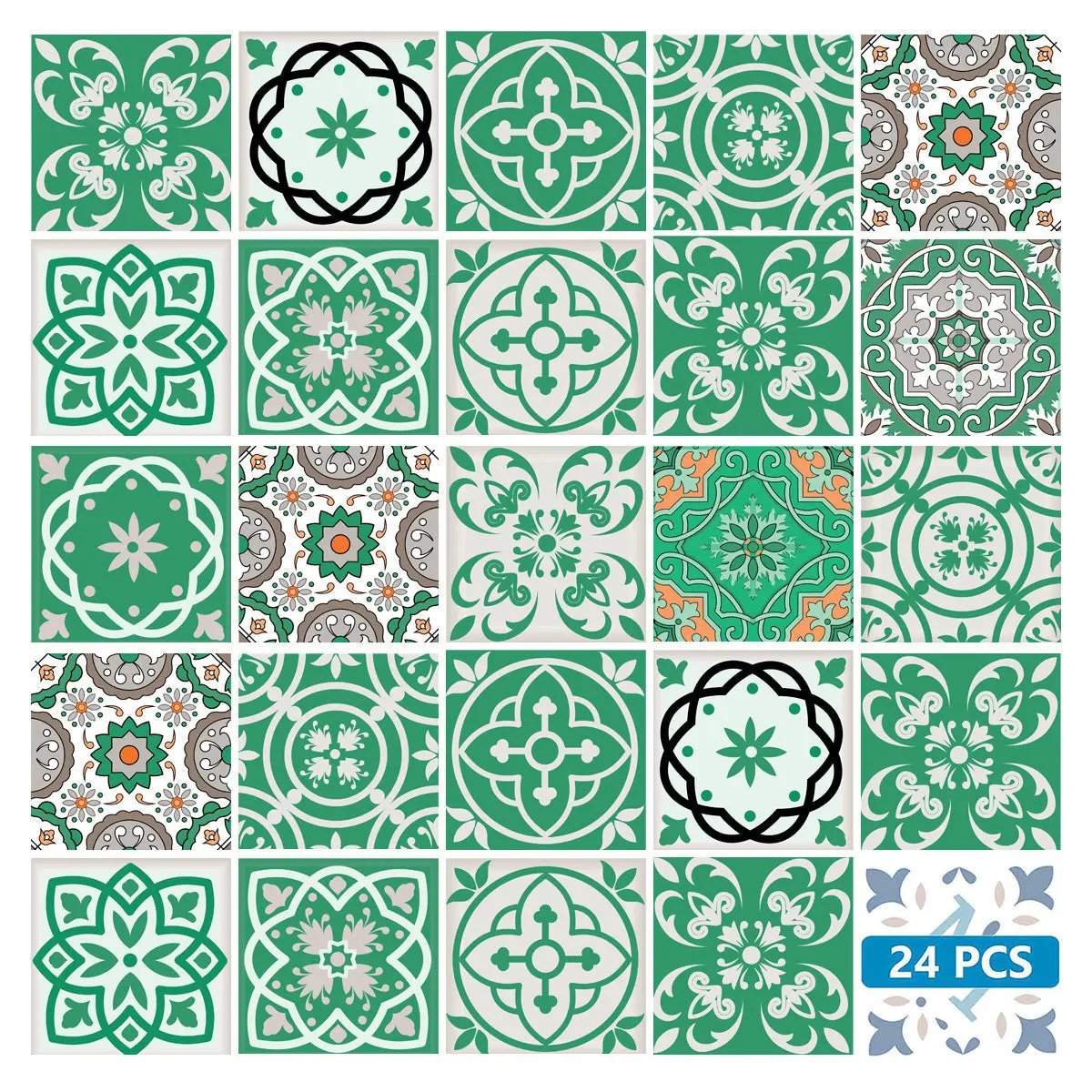 4" X 4" Green And White Mosaic Peel And Stick Removable Tiles HomeRoots
