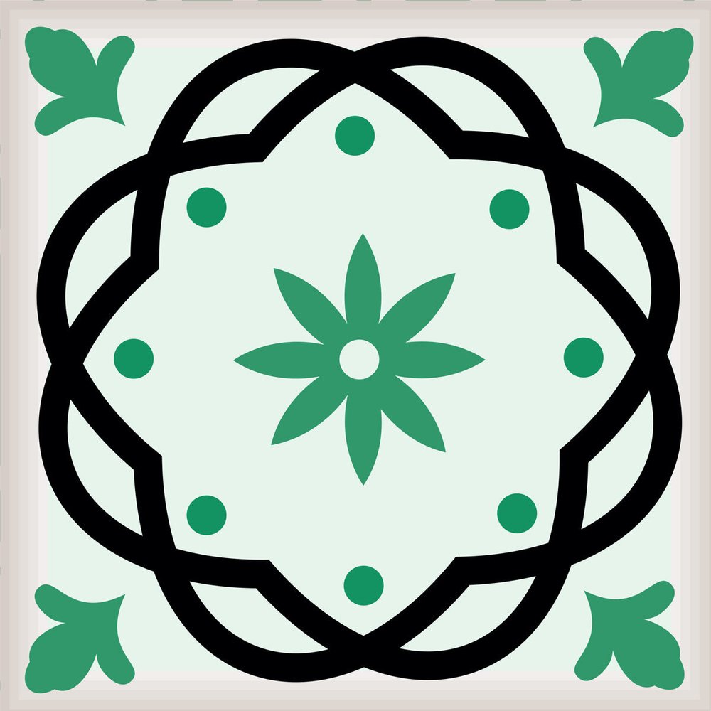 7" x 7" Green And White Vinyl Peel And Stick Removable Tiles HomeRoots