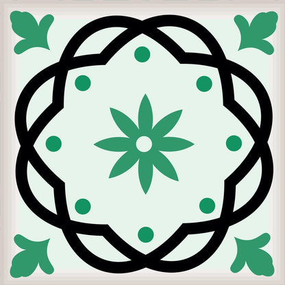7" x 7" Green And White Vinyl Peel And Stick Removable Tiles HomeRoots