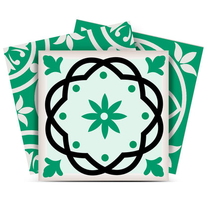 7" x 7" Green And White Vinyl Peel And Stick Removable Tiles HomeRoots