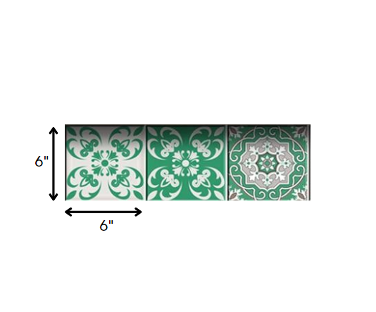 4" X 4" Green And White Mosaic Peel And Stick Removable Tiles HomeRoots