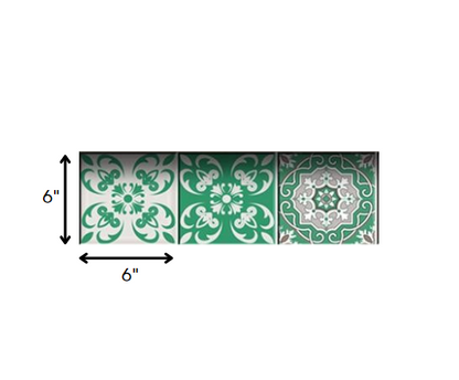 4" X 4" Green And White Mosaic Peel And Stick Removable Tiles HomeRoots