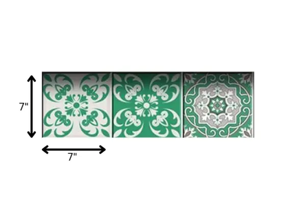 4" X 4" Green And White Mosaic Peel And Stick Removable Tiles HomeRoots