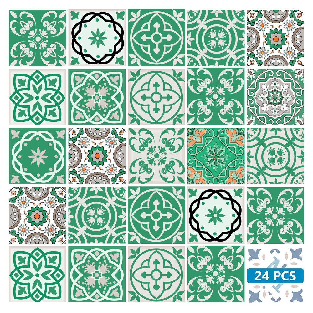 4" X 4" Green And White Mosaic Peel And Stick Removable Tiles HomeRoots