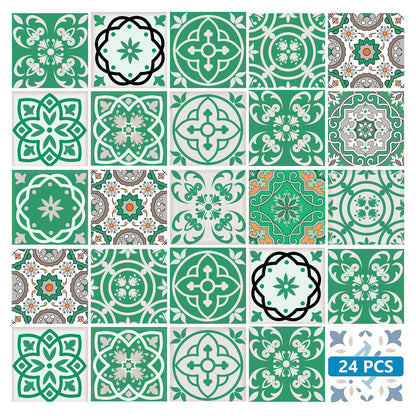 4" X 4" Green And White Mosaic Peel And Stick Removable Tiles HomeRoots