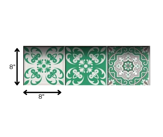 4" X 4" Green And White Mosaic Peel And Stick Removable Tiles HomeRoots