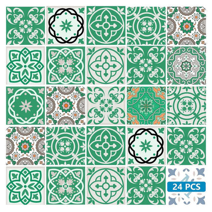 4" X 4" Green And White Mosaic Peel And Stick Removable Tiles HomeRoots