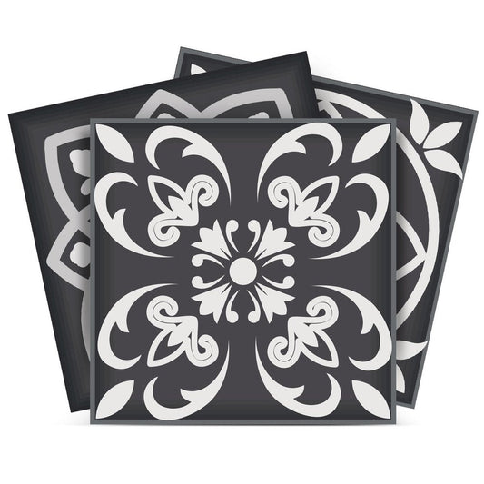 7" x 7" Black Gray And White Vinyl Peel And Stick Removable Tiles HomeRoots