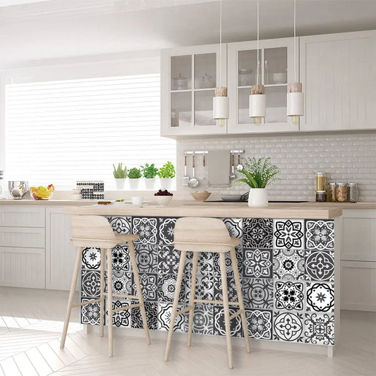 6" X 6" Shades Of Black Mosaic Peel And Stick Removable Tiles HomeRoots