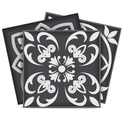 7" x 7" Black Gray And White Vinyl Peel And Stick Removable Tiles HomeRoots