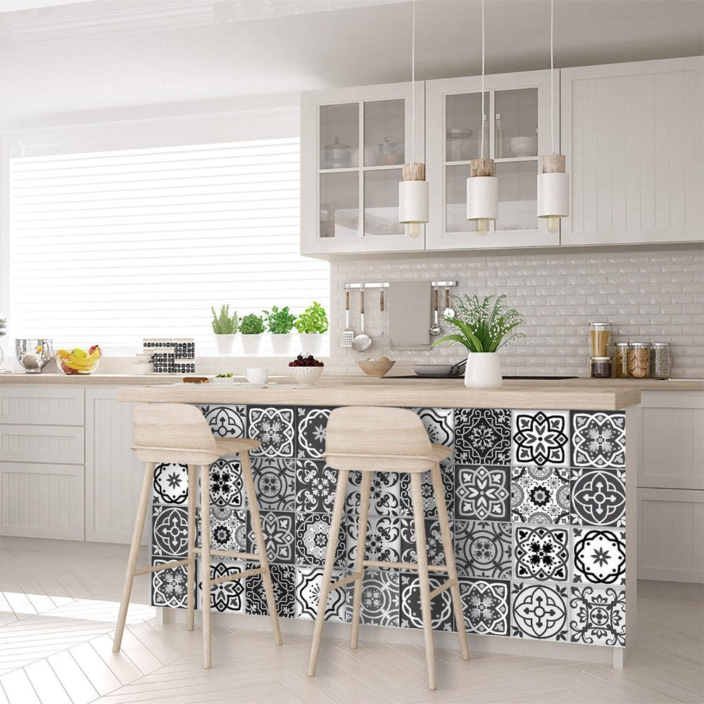 6" X 6" Shades Of Black Mosaic Peel And Stick Removable Tiles HomeRoots