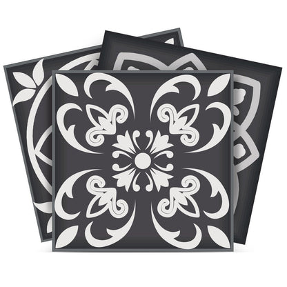7" x 7" Black Gray And White Vinyl Peel And Stick Removable Tiles HomeRoots