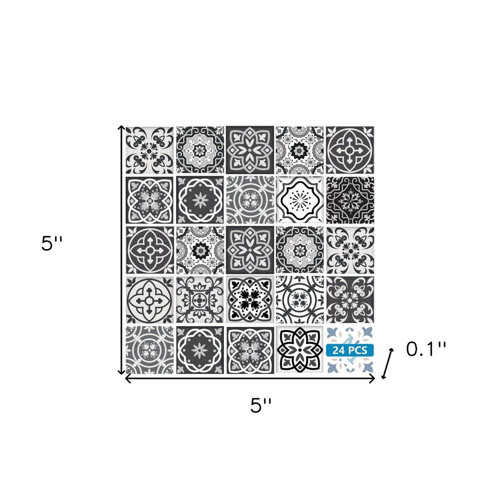 6" X 6" Shades Of Black Mosaic Peel And Stick Removable Tiles HomeRoots