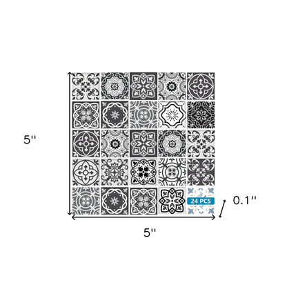 6" X 6" Shades Of Black Mosaic Peel And Stick Removable Tiles HomeRoots