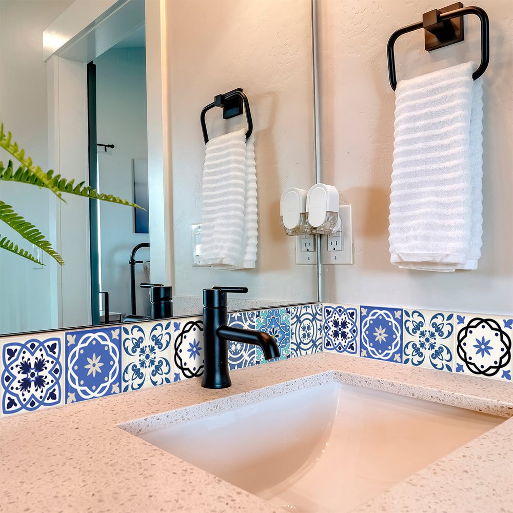 4" X 4" Blue Gray Yellow Pop Peel And Stick Removable Tiles HomeRoots