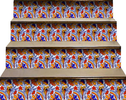 4" X 4" Orange Red And Blue Peel And Stick Removable Tiles HomeRoots