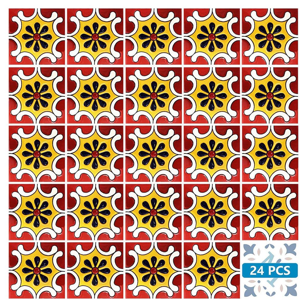 7" x 7" Red And White Vinyl Peel And Stick Removable Tiles HomeRoots