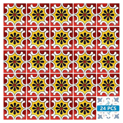 7" x 7" Red And White Vinyl Peel And Stick Removable Tiles HomeRoots
